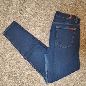 7 for all mankind Womens High Waist Ankle Super Skinny Jeans Distressed Denim 27